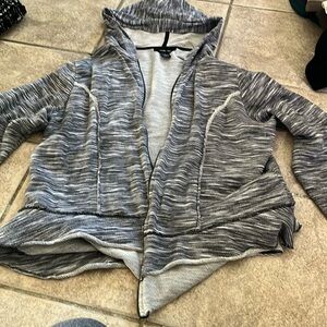 Gray, white zip up sweatshirt lightweight100% cotton size L from style & company